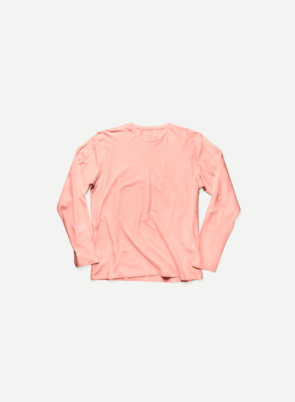 T-shirt vintage en coton et à manches longues (rose)